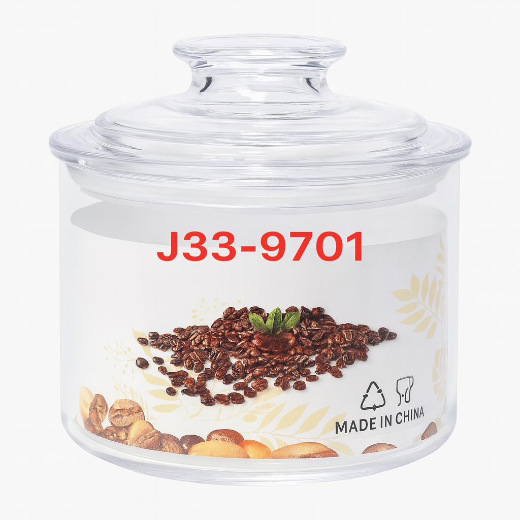 Frasco de vidrio, diseño transparente y funcional para almacenamiento o decoración