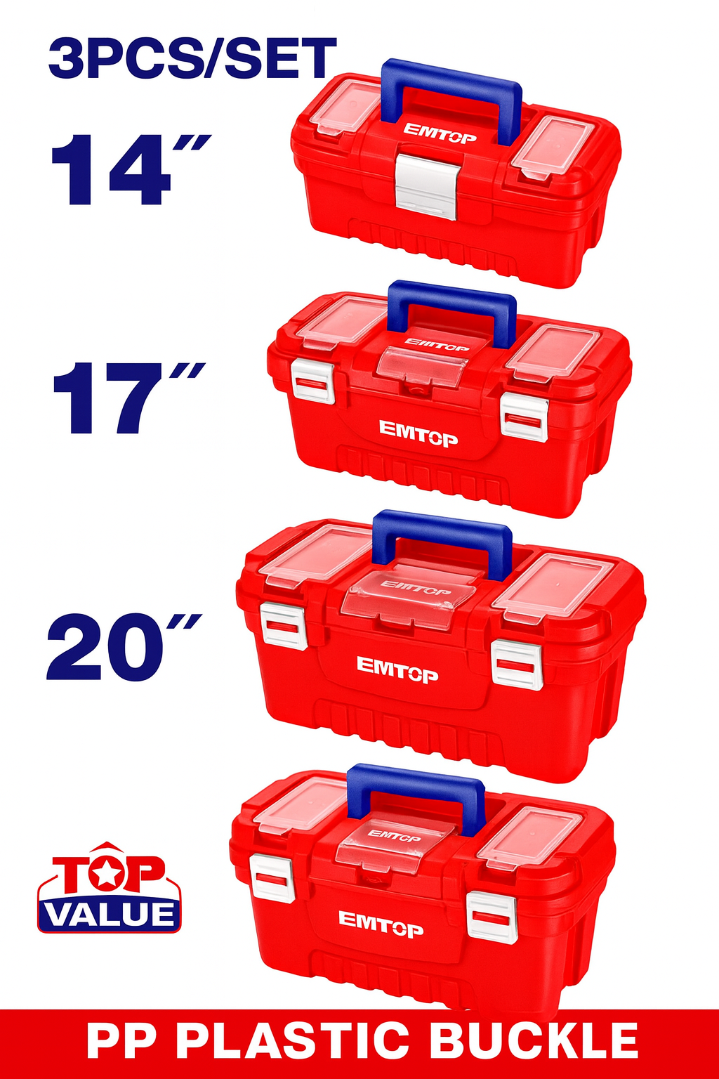 Juego de cajas de herramientas de plástico