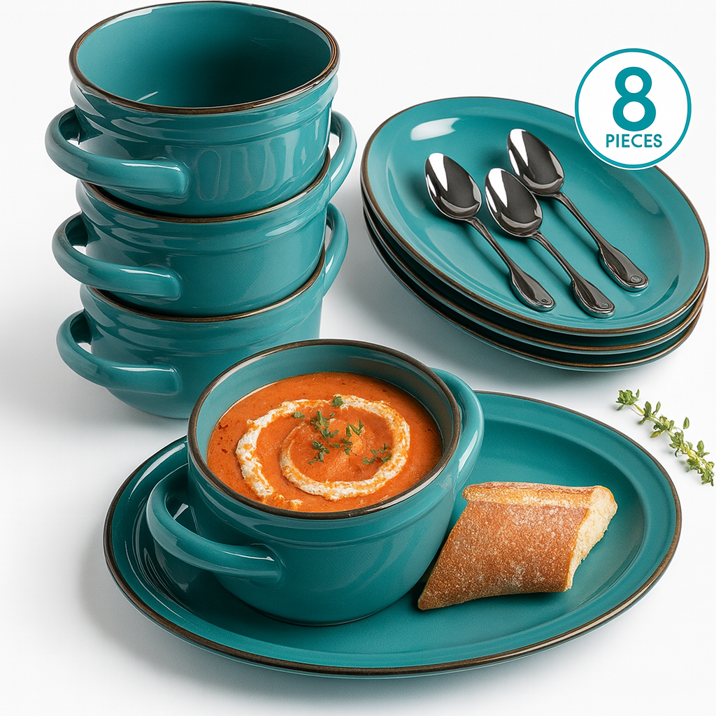 Set de ceramica, 8 piezas, 6840g total.