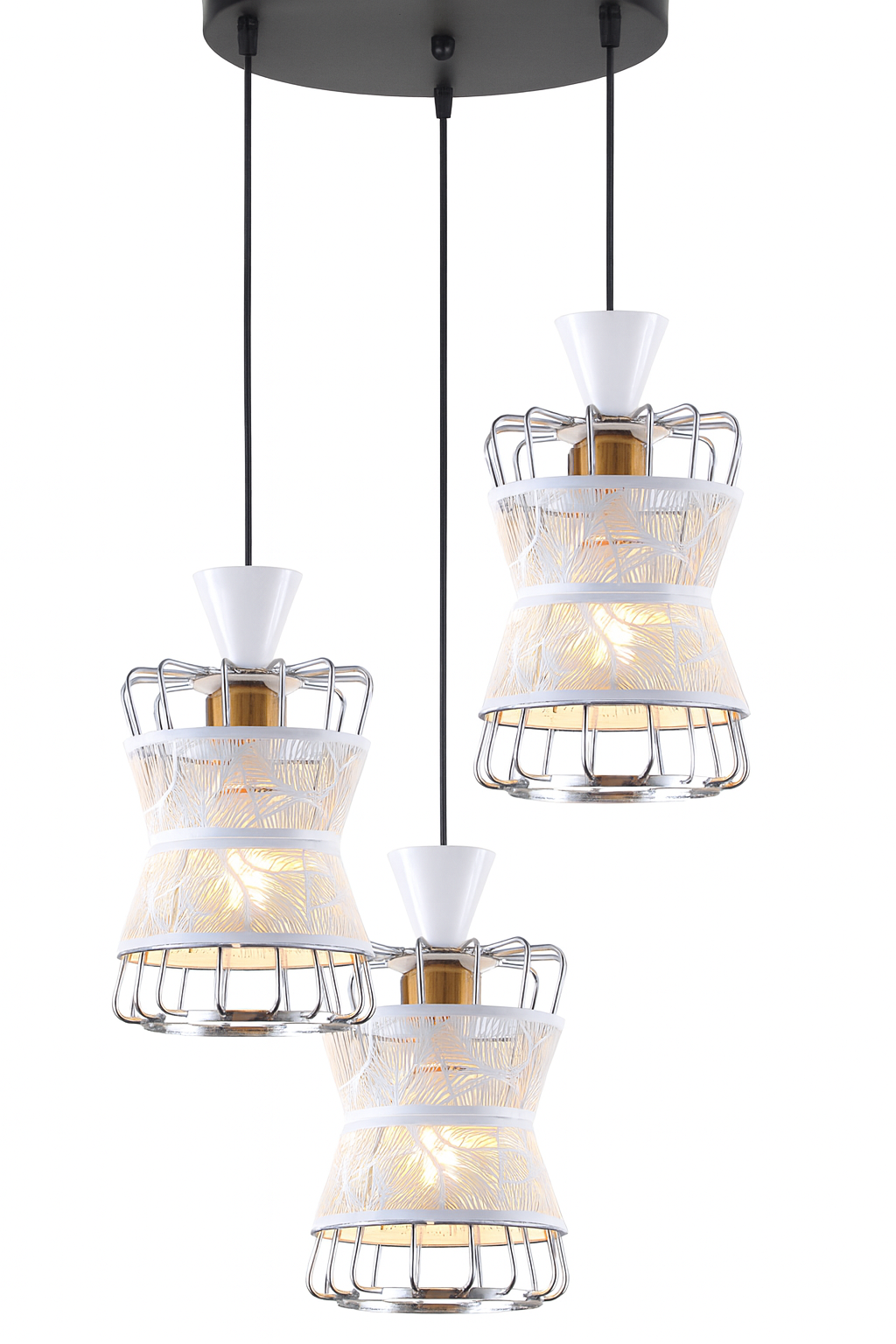 Lámpara colgante decorativa de 3 luces negro y dorado | Diseño moderno