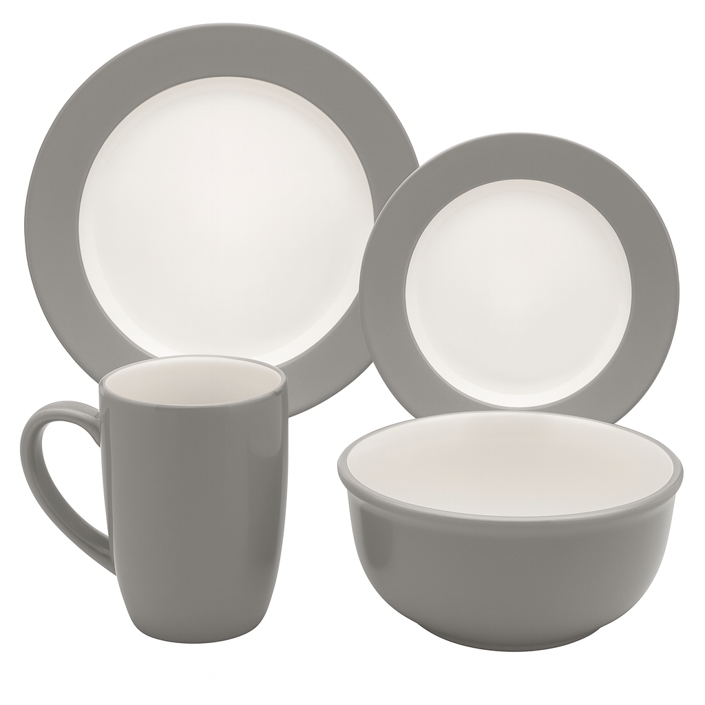 Vajilla de 16 piezas blanco y gris