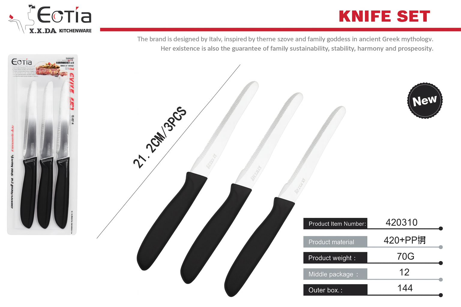 Juego de Cuchillos para Carne 3 Piezas – Corte Preciso y Alta Durabilidad