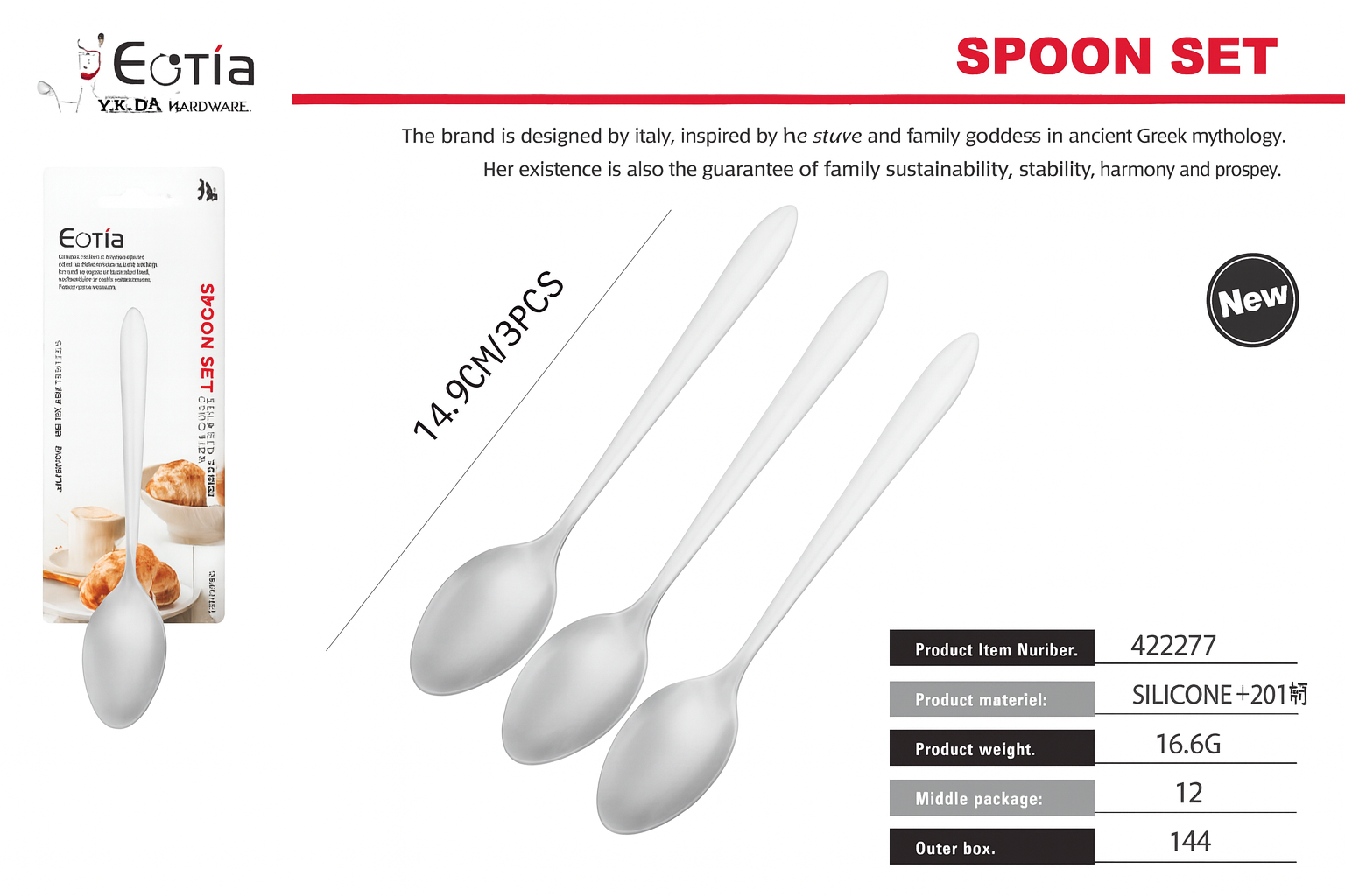 Set de Cucharas 3 Piezas – Compactas, Resistentes y Elegantes (14.9 × 3 cm)