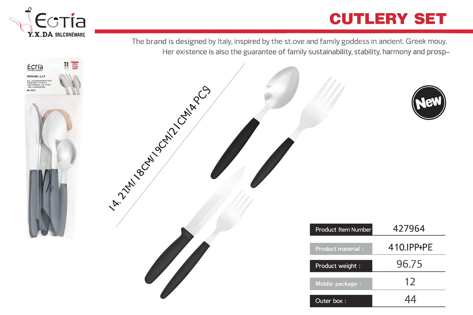Set de Cubiertos 4 Piezas – Cuchillo, Tenedor y Cucharas de Acero Inoxidable