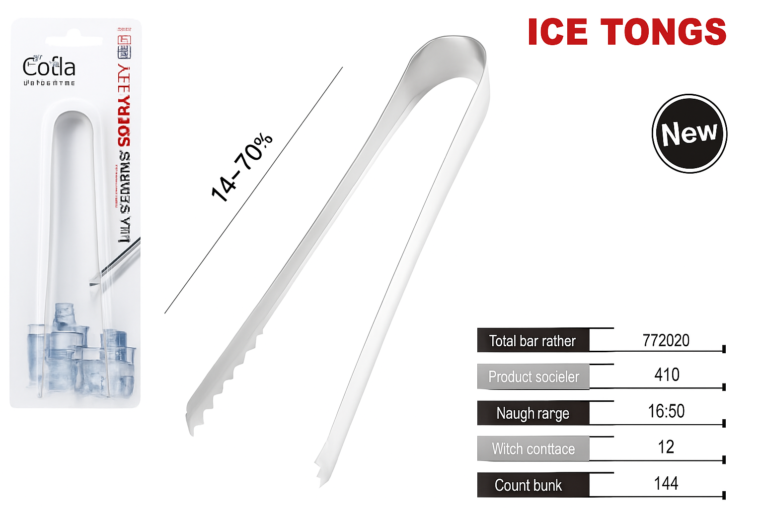 Pinza para Hielo de Acero Inoxidable – Compacta, Resistente y Elegante