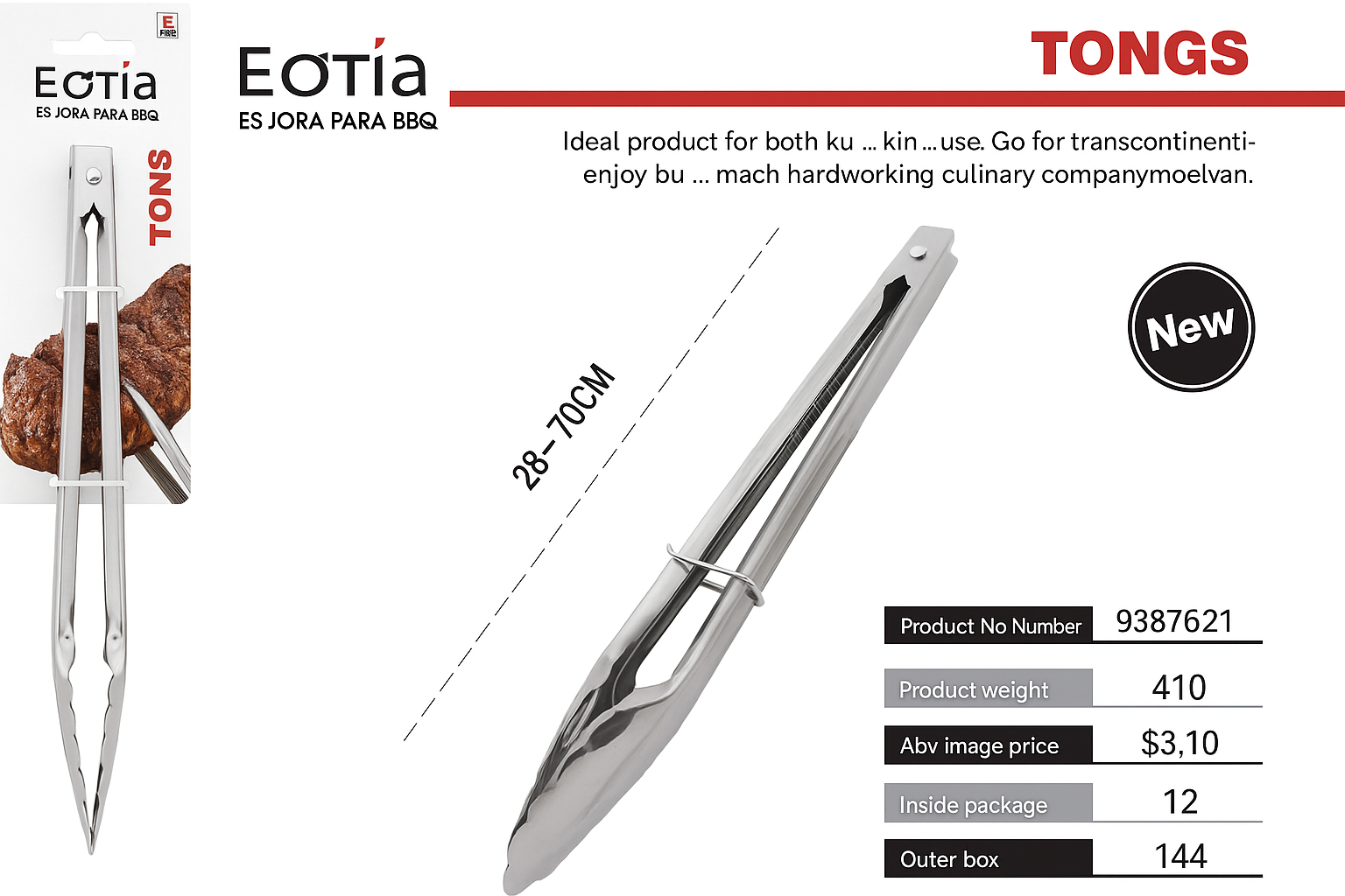 Pinza para Ensalada de Acero Inoxidable – Práctica, Elegante y Duradera