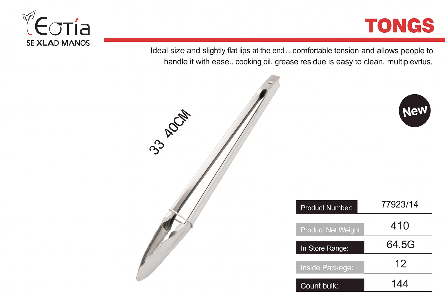 Pinza para Ensalada de Acero Inoxidable – Elegante, Resistente y Versátil
