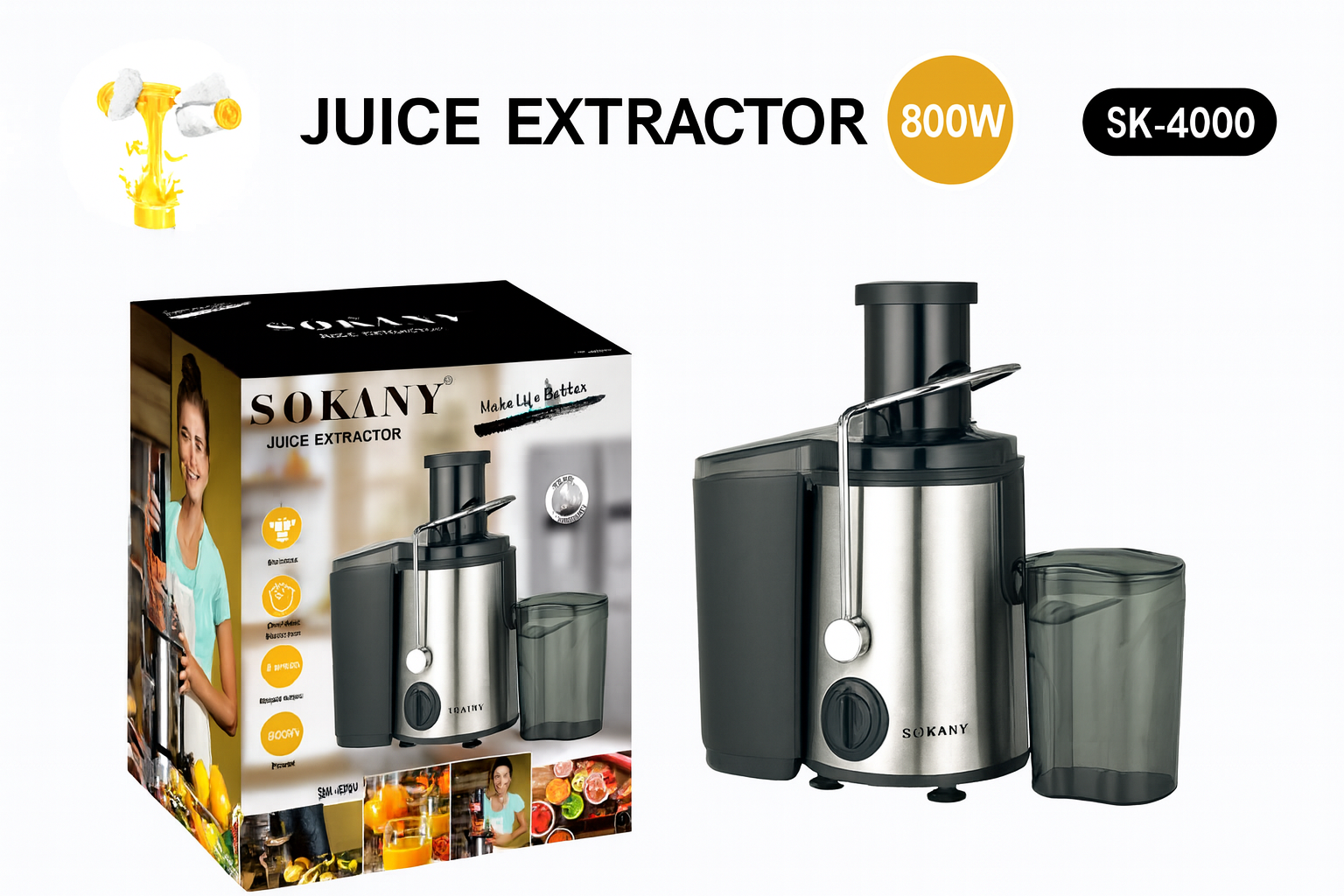 Extractor de Jugos Eléctrico 110V – Potente, Rápido y Saludable