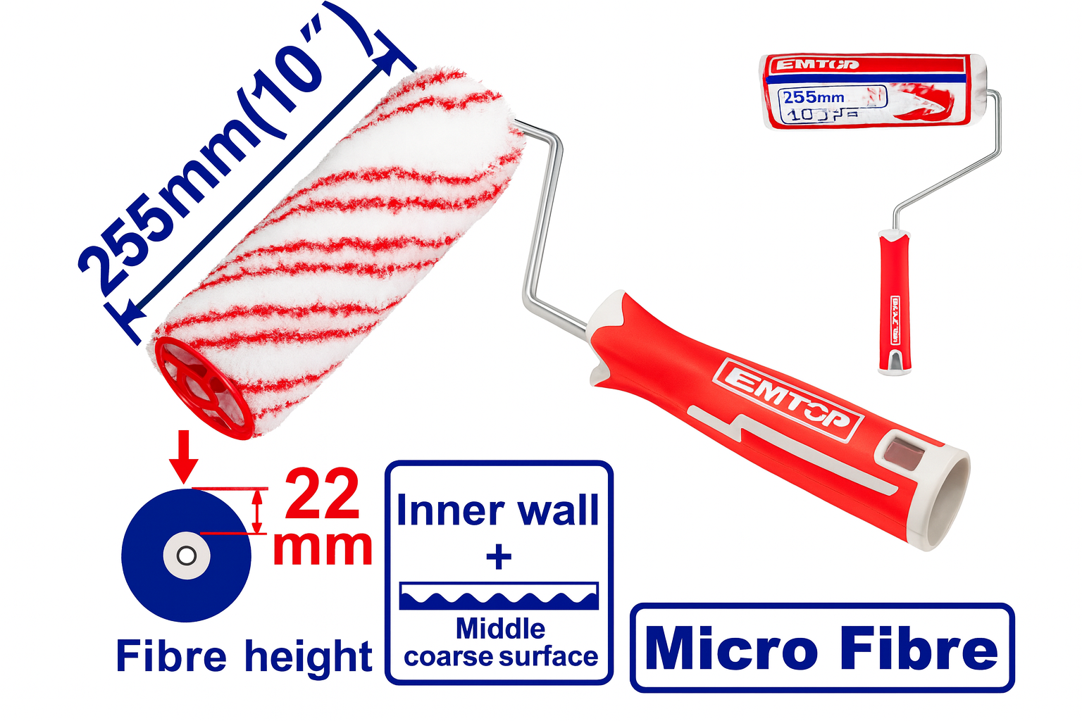 Rodillo Cilíndrico para Pared Exterior 10" – Acrílico 22 mm