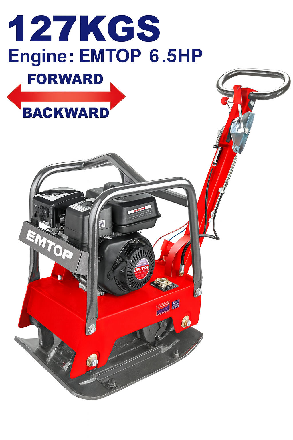 Compactadora reversible a gasolina de 6.5 HP con fuerza centrífuga de 25 kN