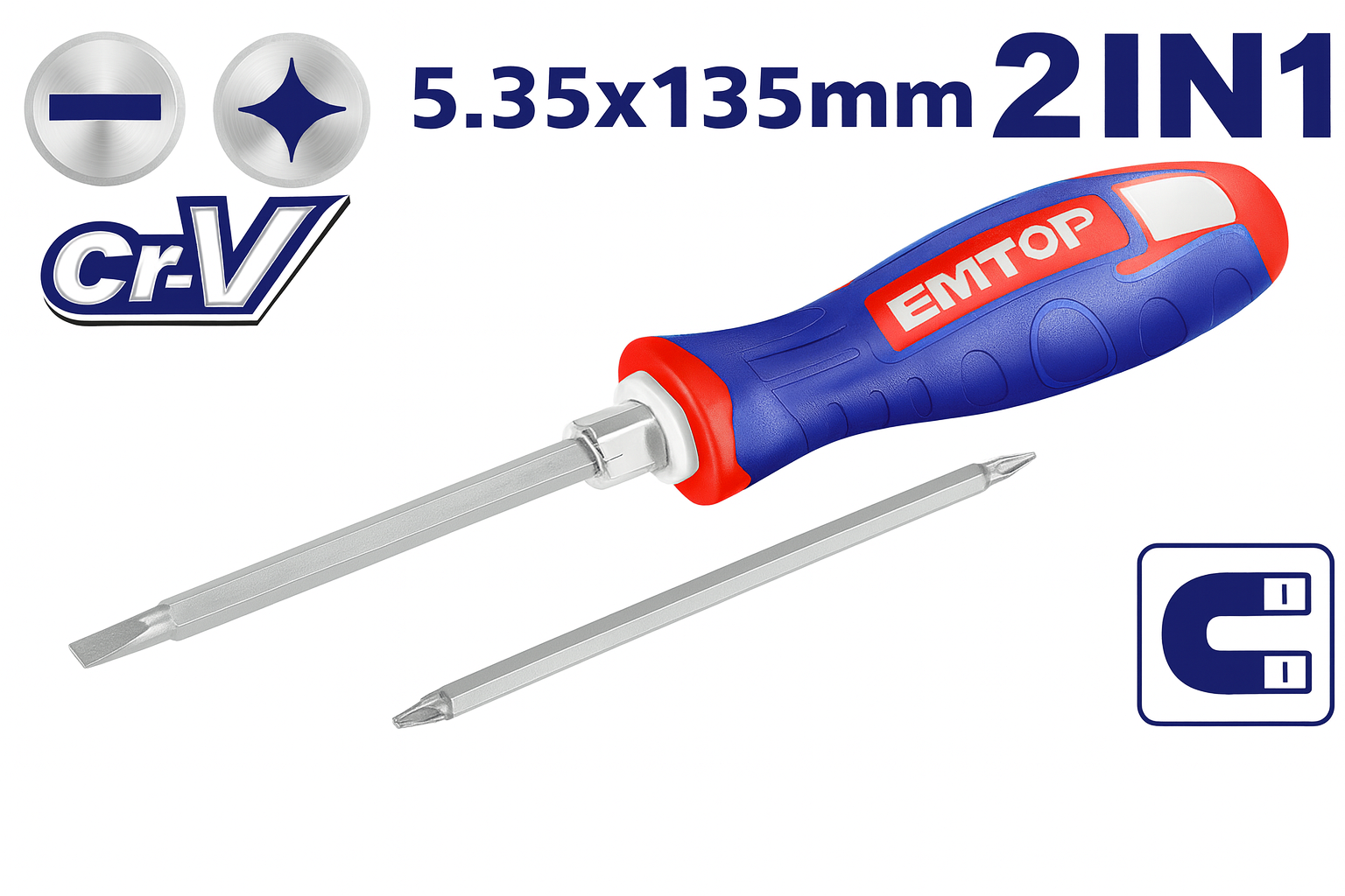Desarmador multipuntas 2 en 1 CR-V con mango intercambiable (PH1 + SL5)