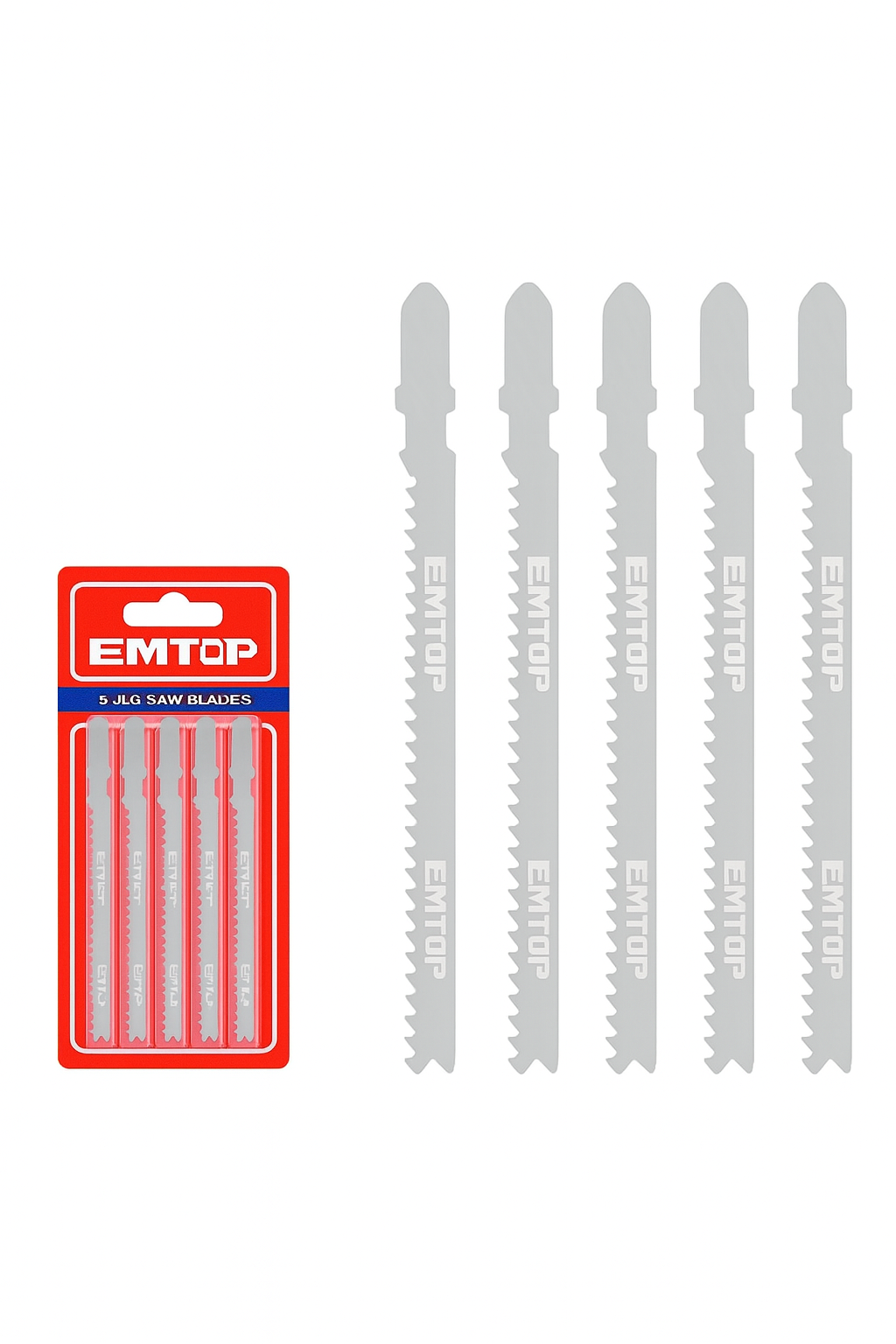 Set de hojas para sierra caladora EMTOP para metal 5 piezas HSS 50 mm 21TPI