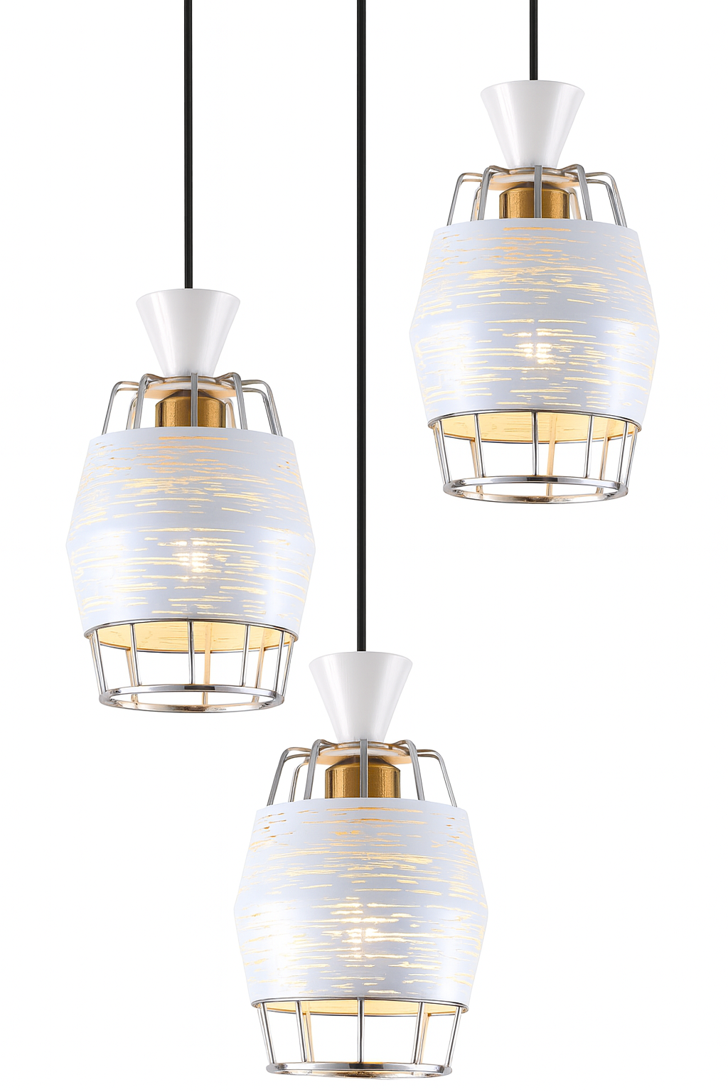 Lámpara colgante de 3 copas blanca | Diseño moderno
