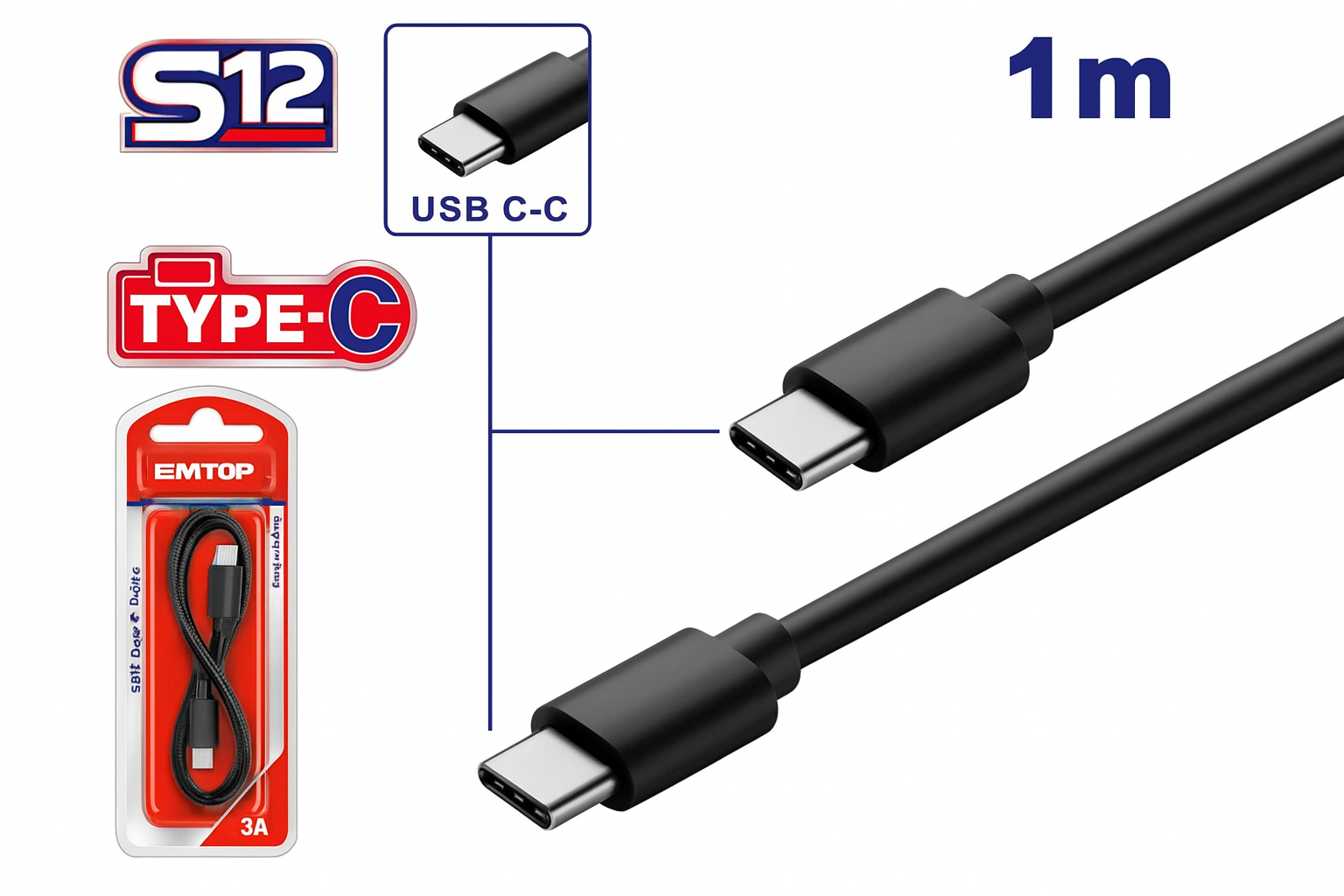 Cable USB Tipo-C a Tipo-C 1 m