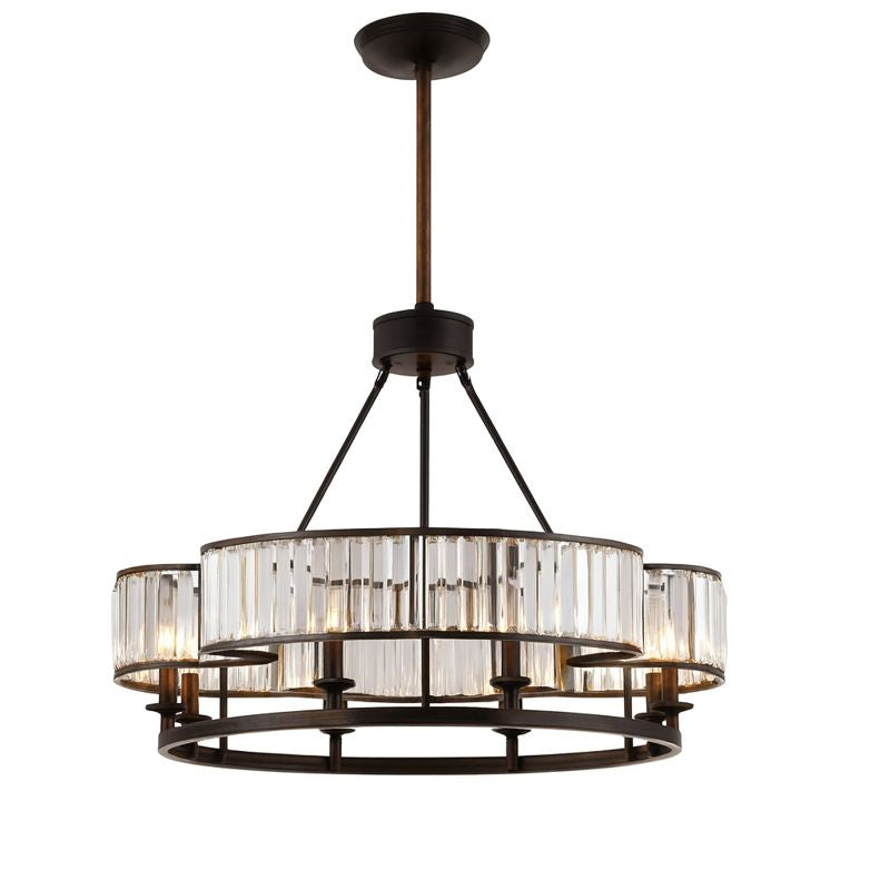 Candelabro redondo de cristal 6 luces – estilo industrial elegante