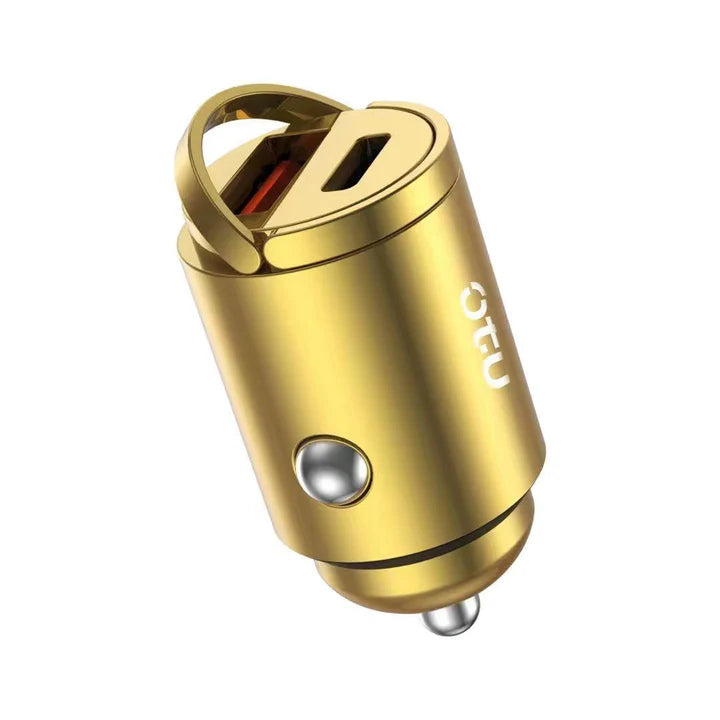 Cargador para Auto Dorado con USB + Type-C – Estilo y Carga Eficiente
