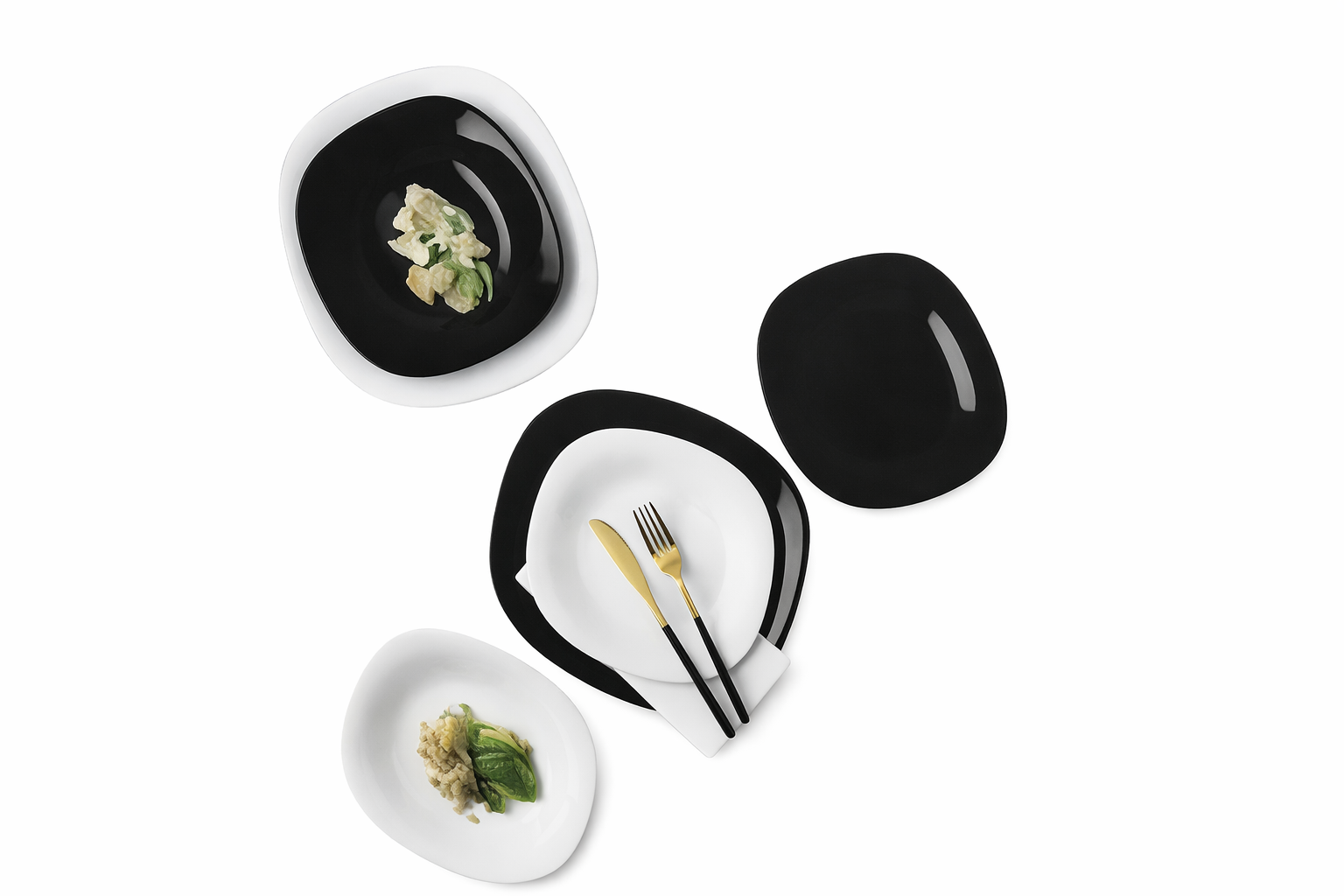 Colección de Vajilla Dual (Set de 18 Piezas – Monochrome Series)