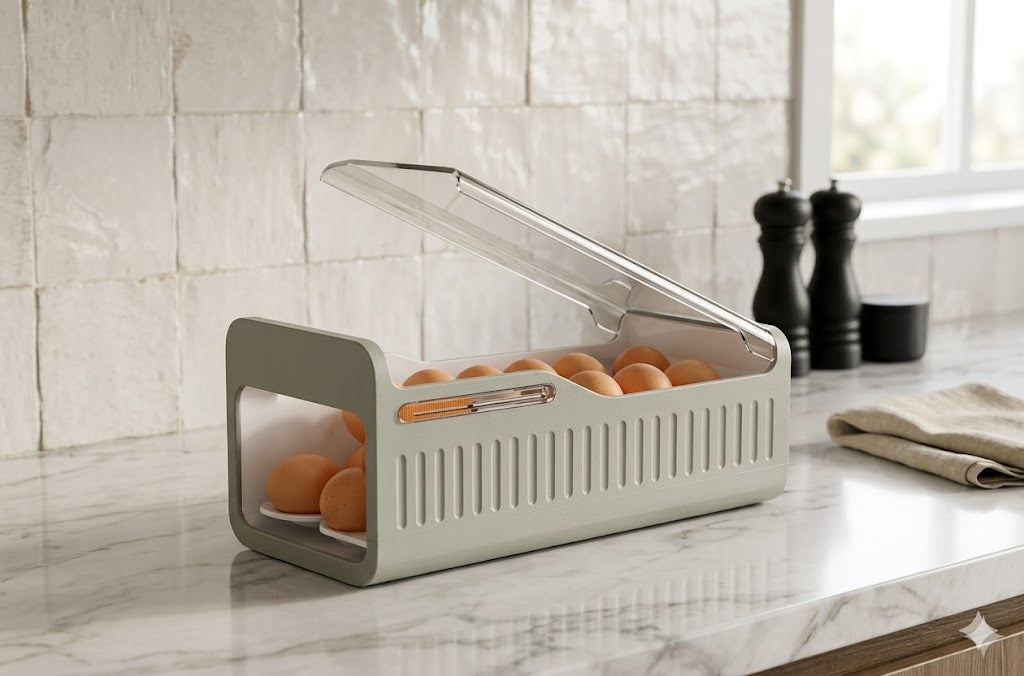 Caja Organizadora de Huevos– 37 × 19 × 19 cm | Almacenaje Grande y Seguro