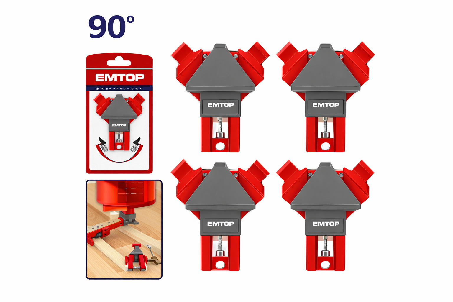Set de Prensas de Escuadra (Corner Clamp) EMTOP - Precisión a 90°