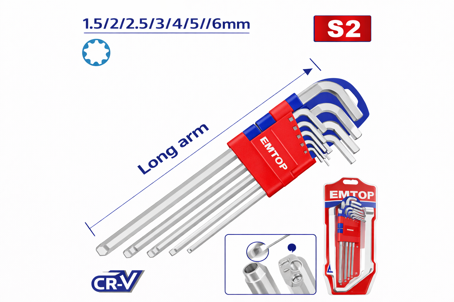 Set de Llaves Torx Industriales EMTOP - Piezas de Brazo Largo