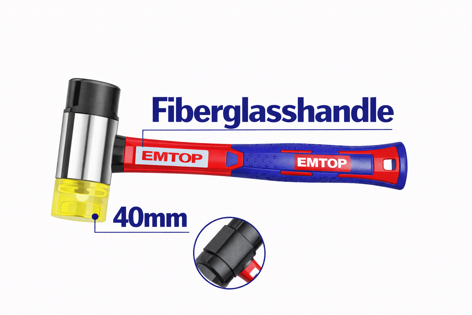 Martillo de Doble Cara EMTOP - Goma y Plástico de 40mm