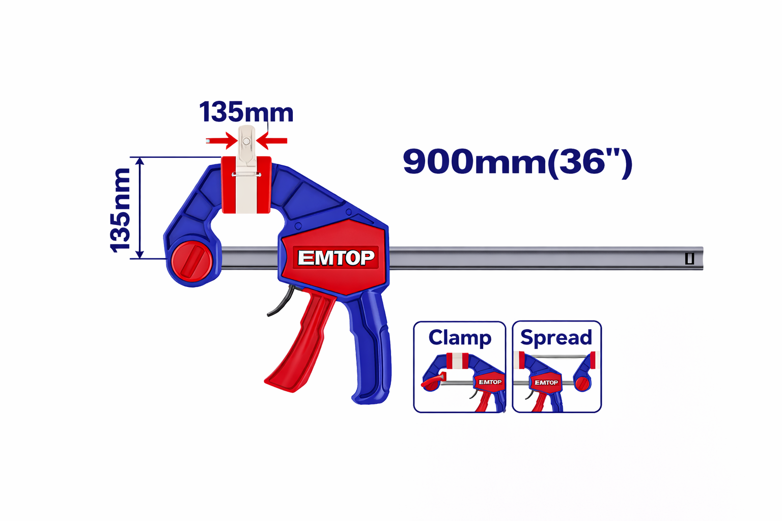 Prensa Rápida de Barra EMTOP - Sujeción Potente a una Sola Mano