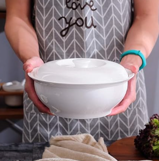 9" Bowl de ceramica con tapa