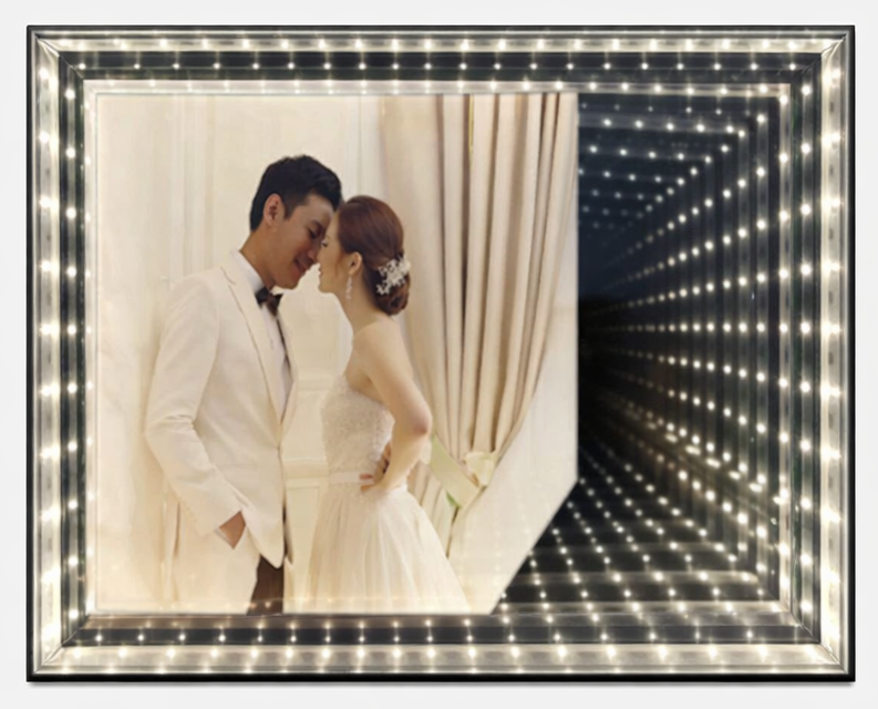 Portarretrato decorativo con luz blanca