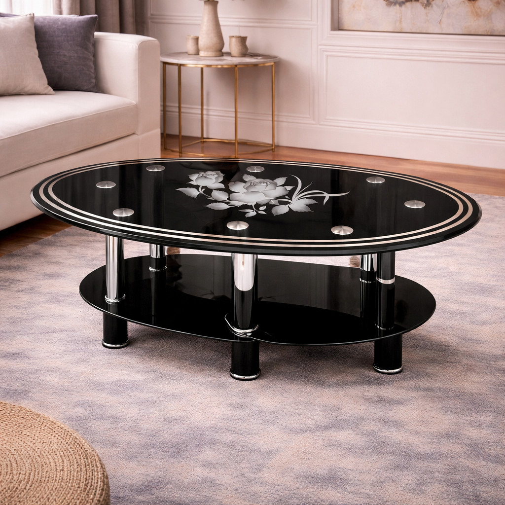 Mesa de Centro de Vidrio y Metal