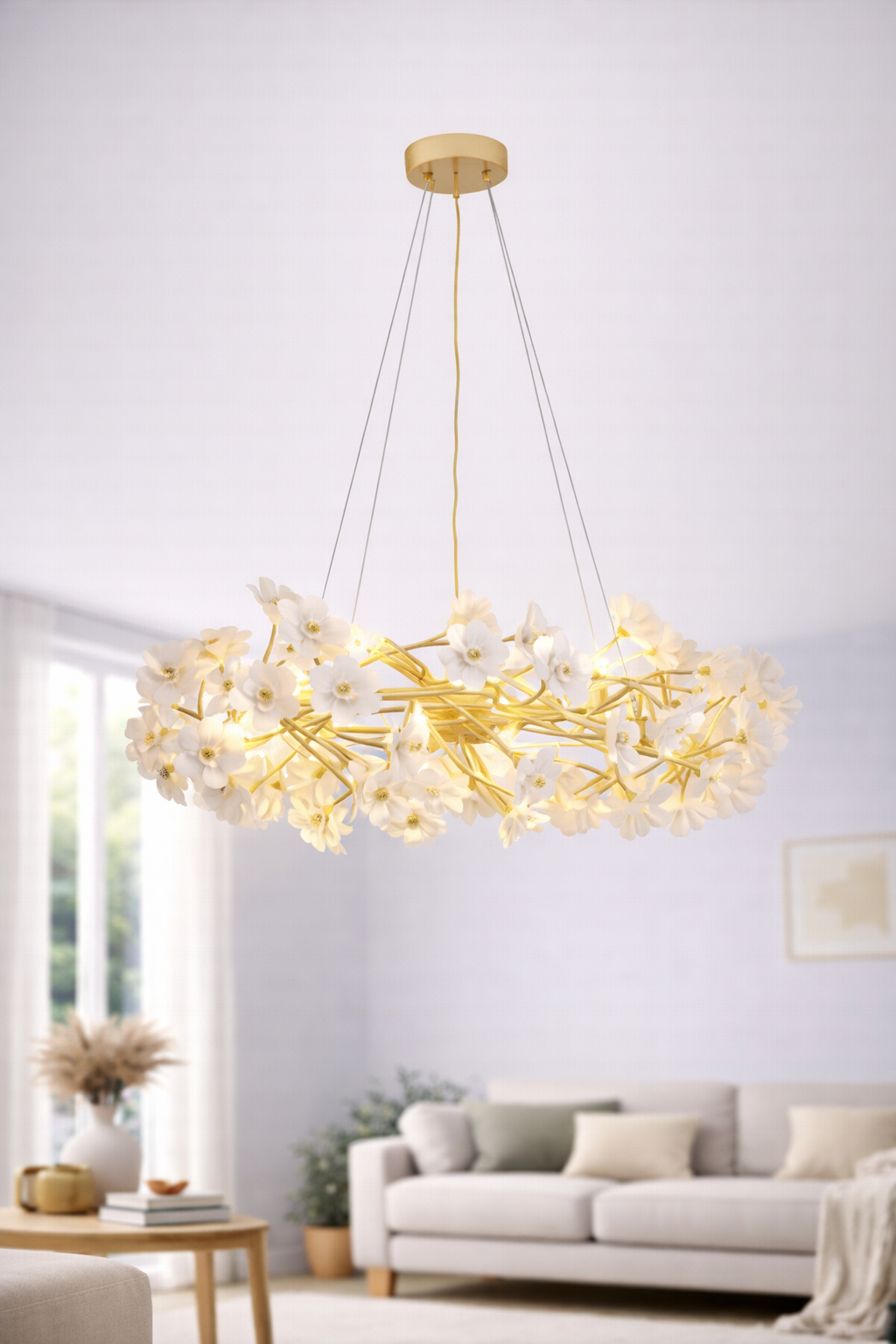 Lámpara Colgante "Floral Blossom" - Diseño de Corona Botánica