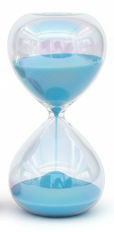 Reloj de arena decorativo color metal.