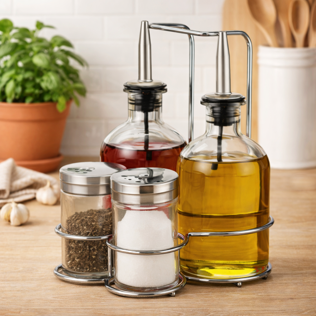 Set de botellas de vidrio para aceite y condimentos