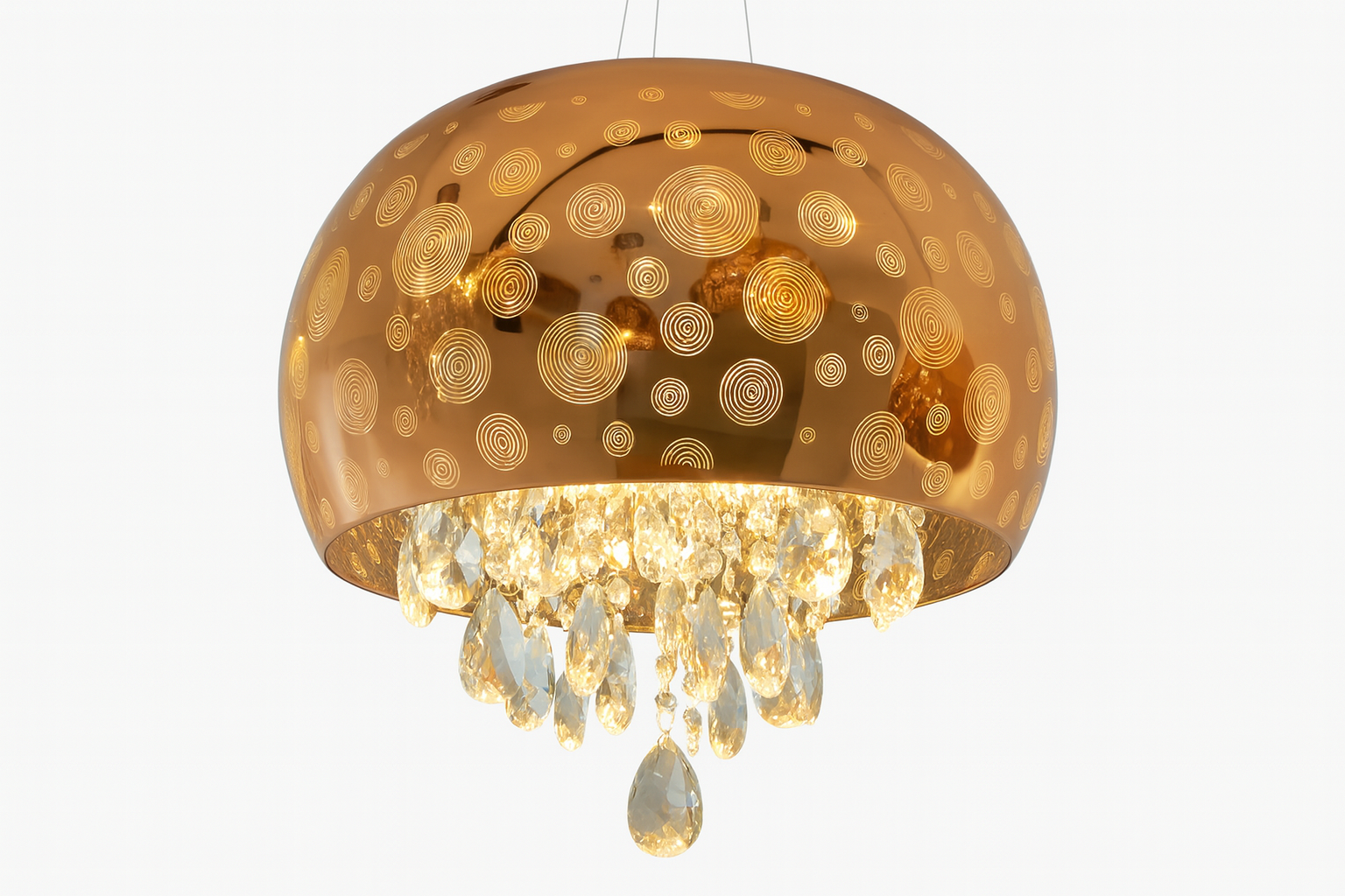 Lámpara colgante LED de cristal | 16.5 W – 3 tonos de luz regulable – Rosa Oro