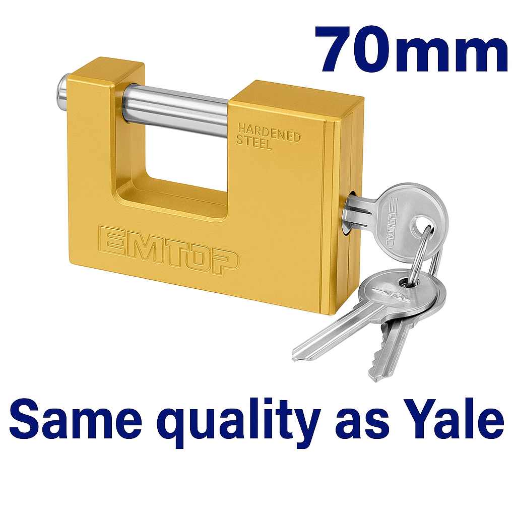 Candado macizo de latón 70 mm de alta seguridad con cilindro y llaves de latón (3 piezas)