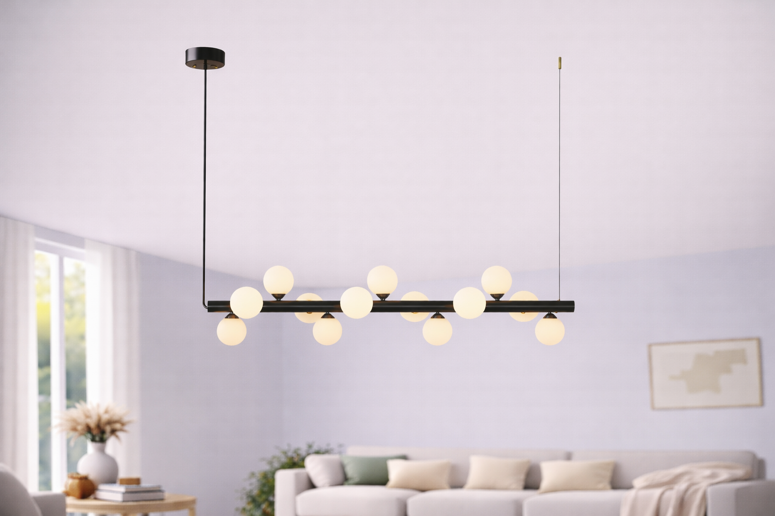 Lámpara Colgante Lineal Minimalista –  Globos de Luz