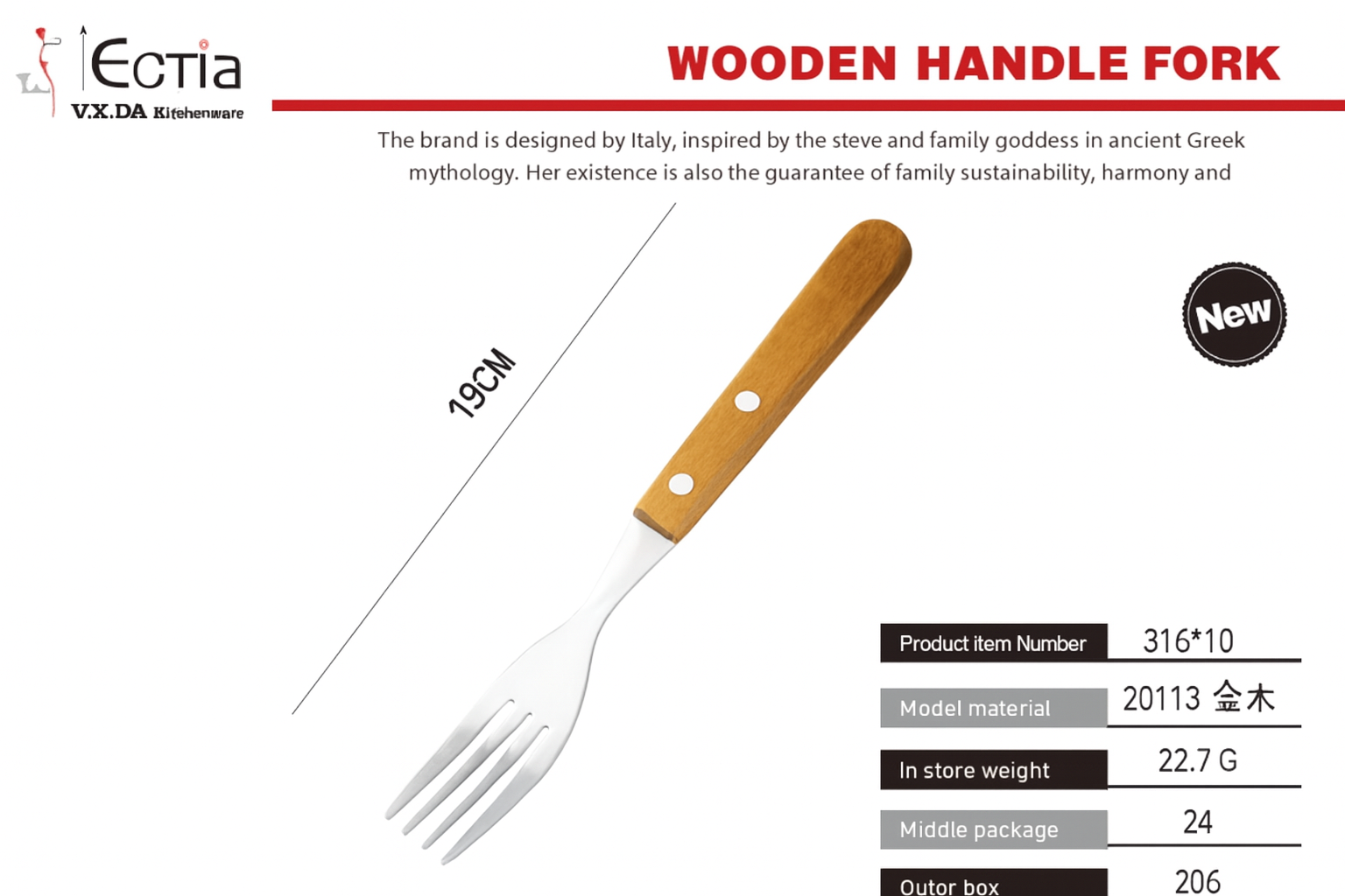 Tenedor de Acero Inoxidable – Elegante, Resistente y Ergonómico (19 × 2.5 cm)