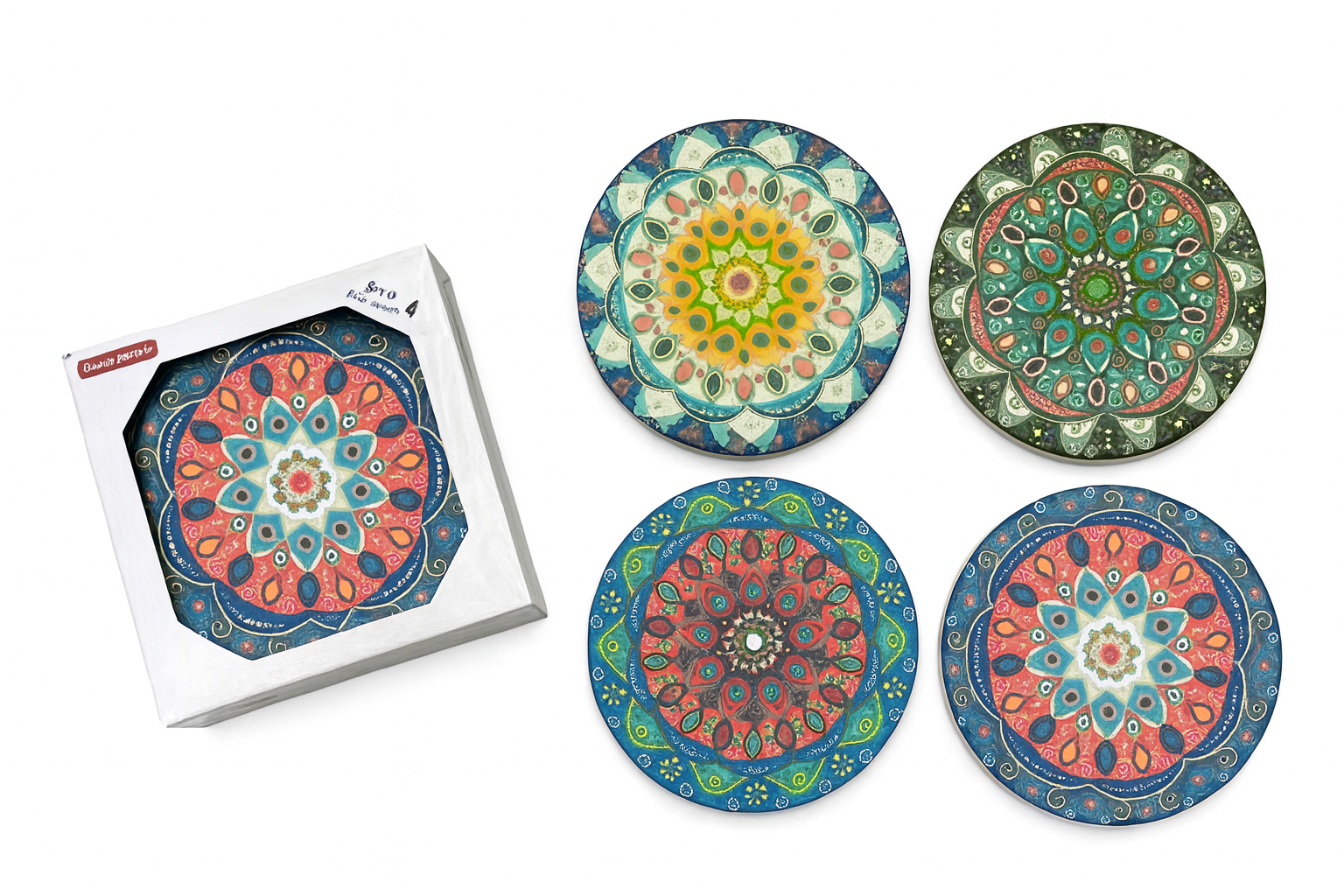 Set de Posavasos 4 uds/set 10cm Porcelana