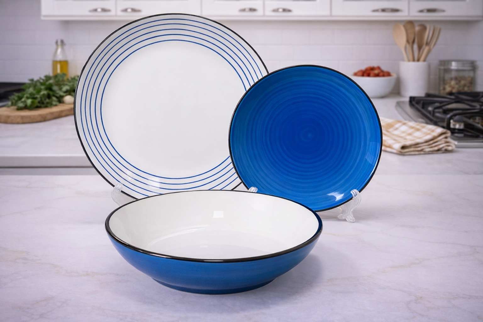 Set de plato y bowl de ceramica variedad