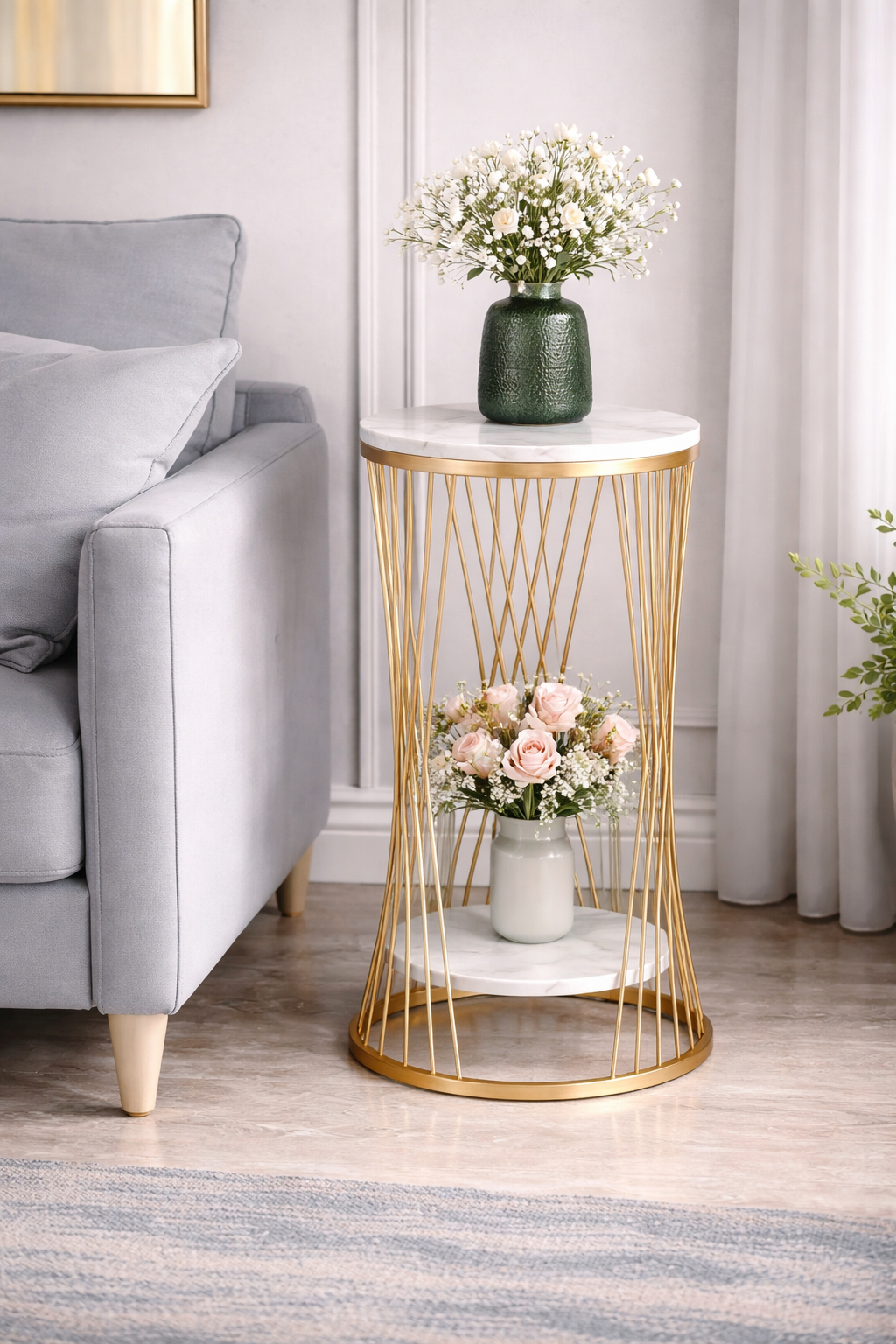 ESTANTE DECORATIVO DORADO PARA FLORES