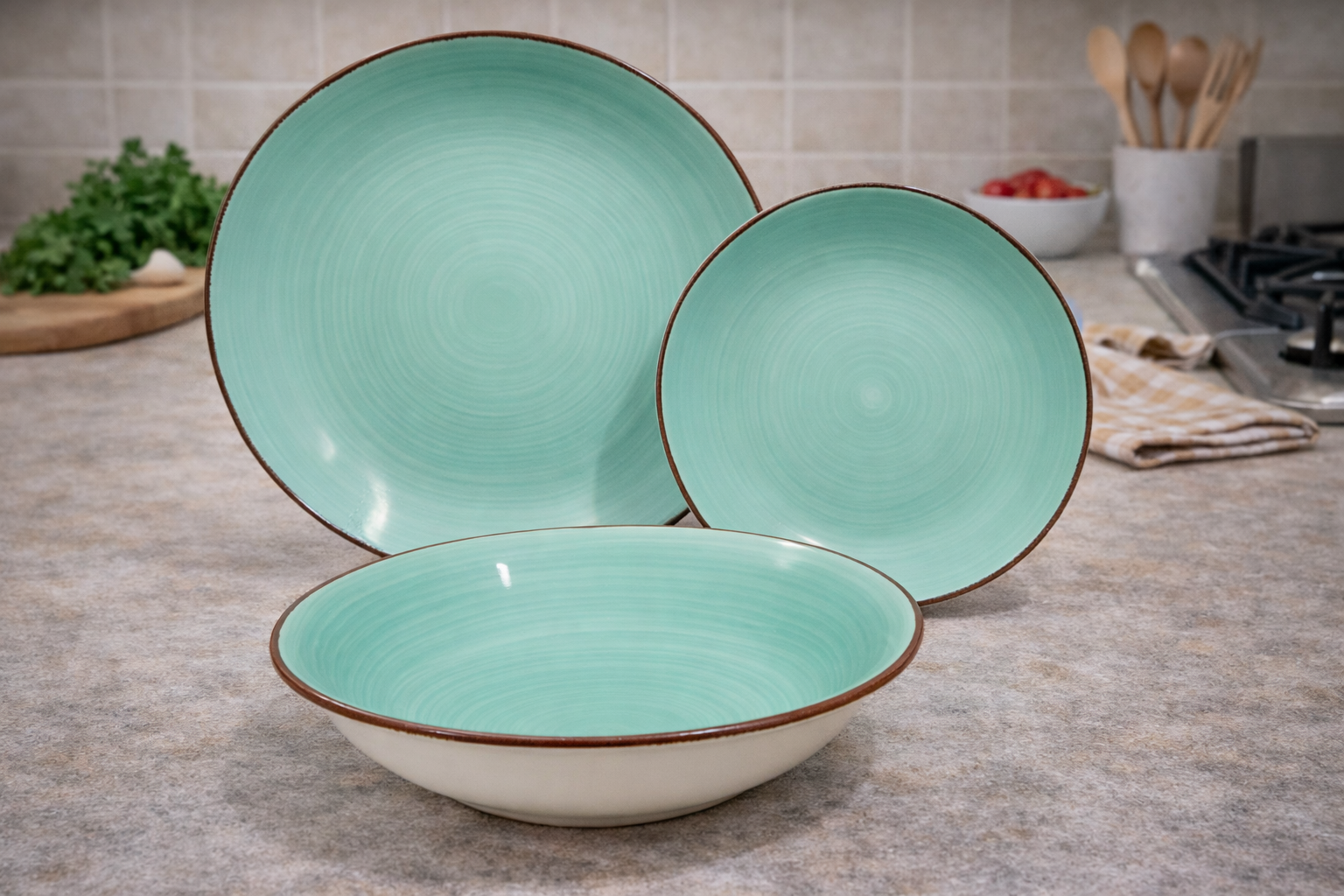 Set de plato y bowl de ceramica variedad