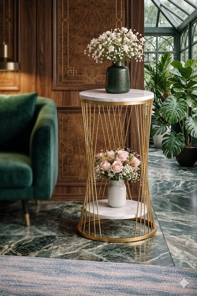 ESTANTE DECORATIVO DORADO PARA FLORES