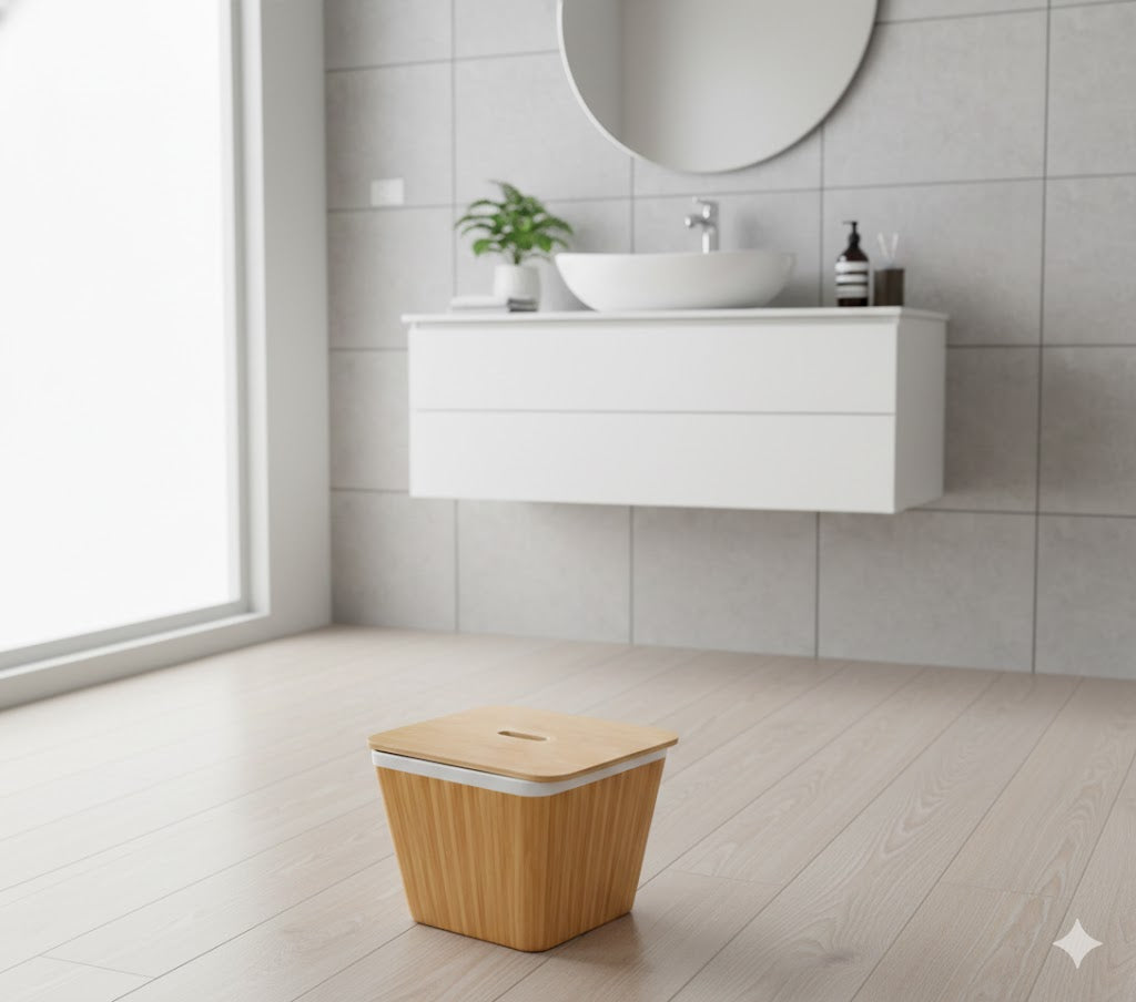Cesta Rectangular de Bambú con Tapa