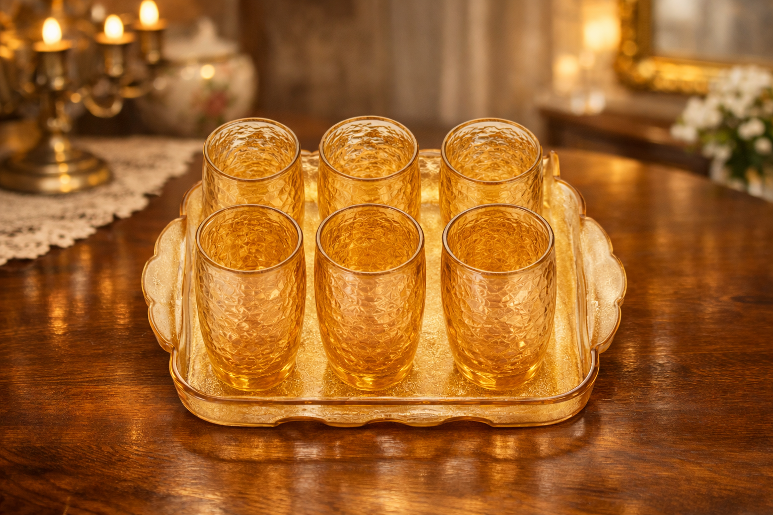 Set de bandeja y vaso