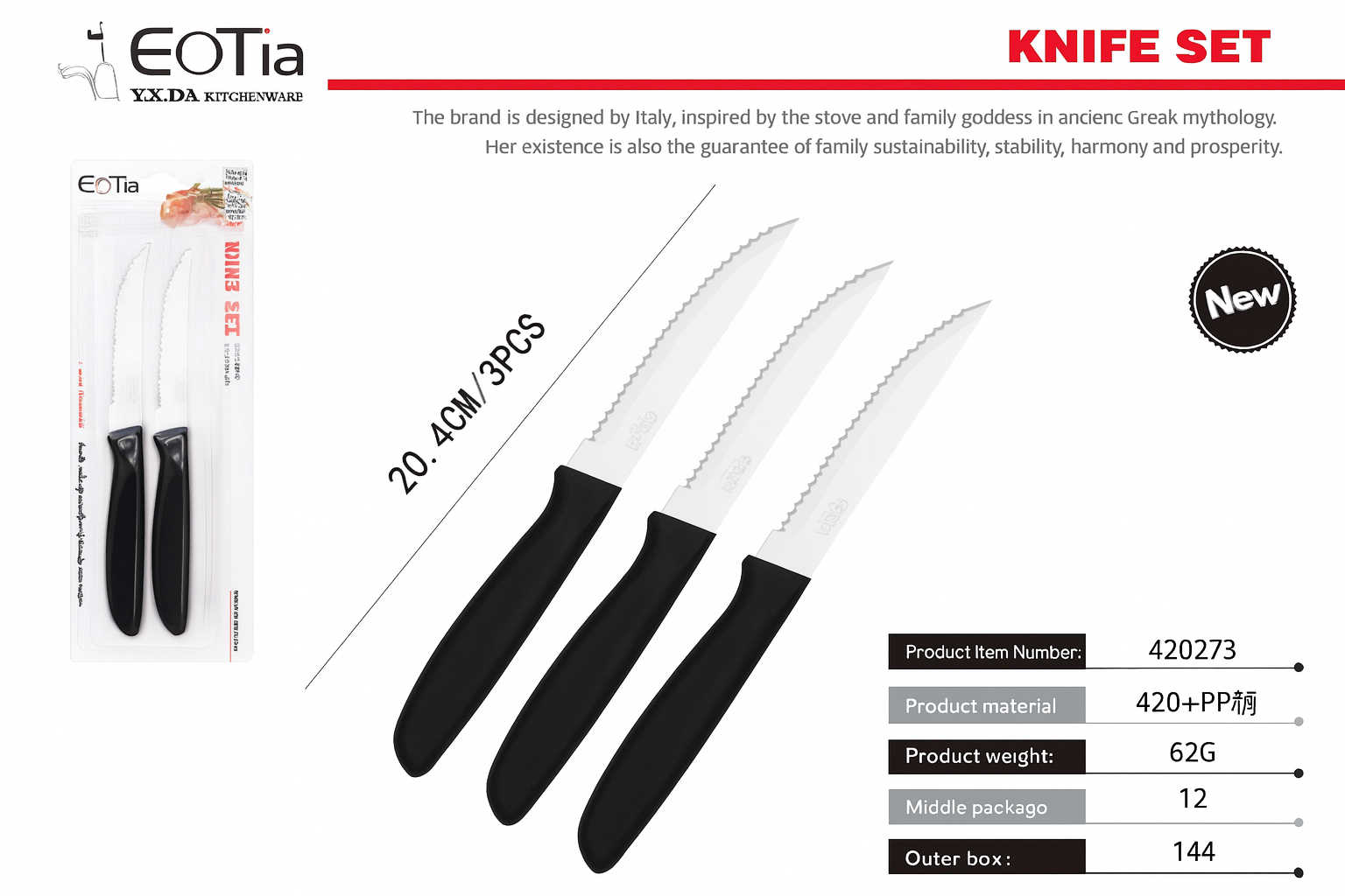 Juego de Cuchillos para Carne 3 Piezas – Corte Preciso, Estilo y Durabilidad