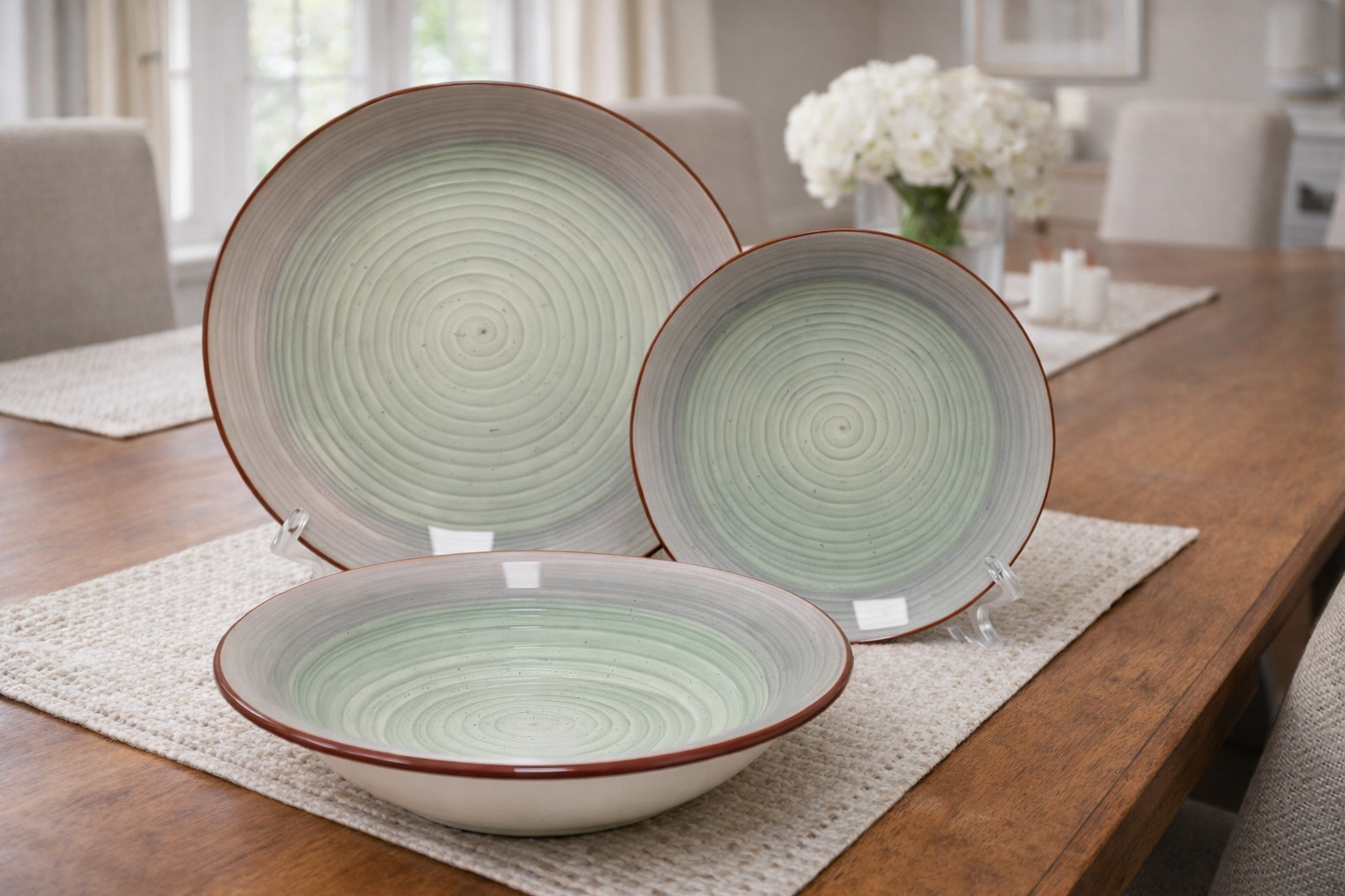 Set de plato y bowl de ceramica variedad