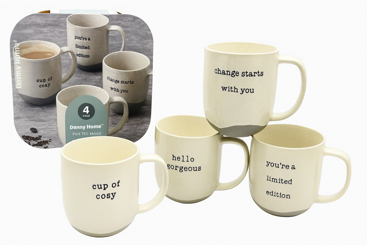 Set de tazas de porcelana | 400 ml – 4 piezas