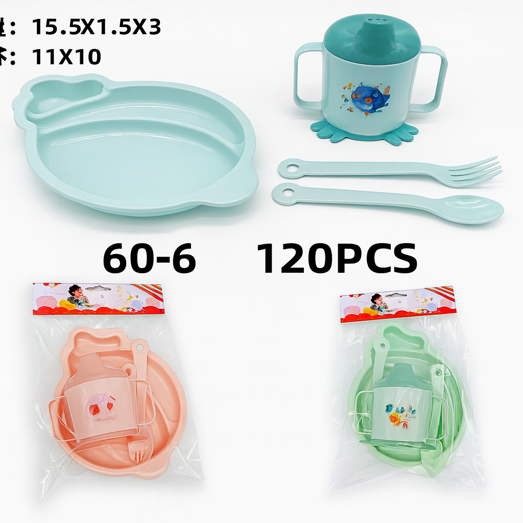 Set infantil de taza y vaso | Diseño Caracol y Pingüino
