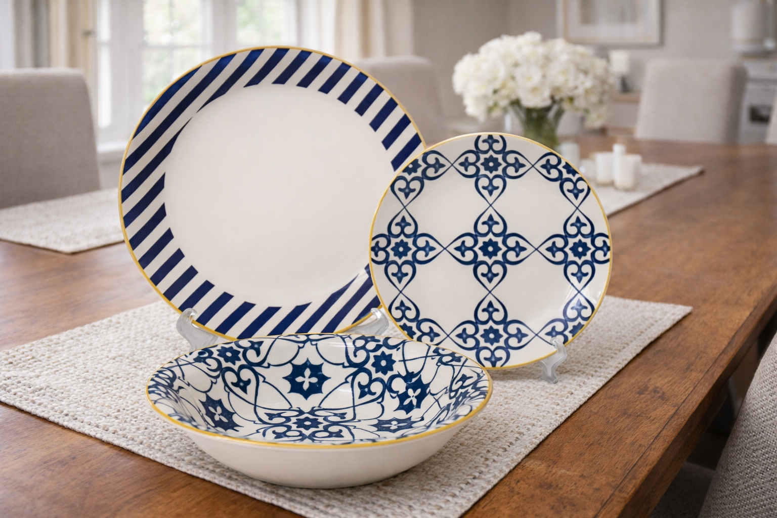 Set de plato y bowl de ceramica variedad