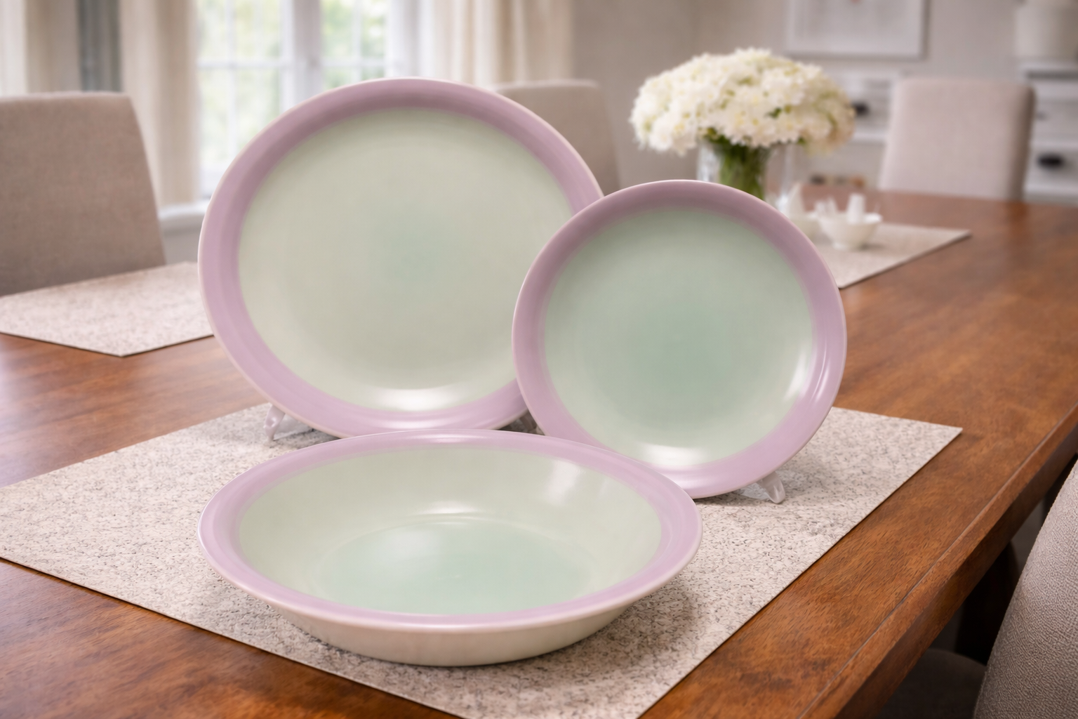 Set de plato y bowl de ceramica