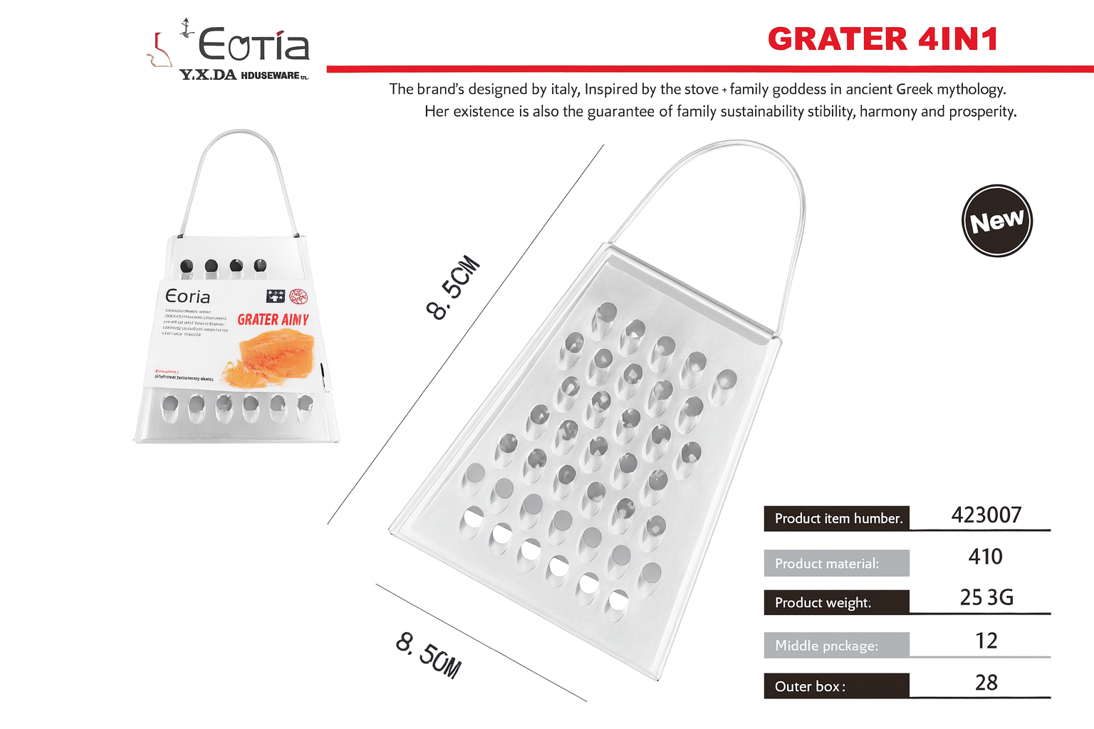 Rallador de Verduras Manual 4 Lados – Compacto, Versátil y Duradero (8.5 × 6.5 × 4.2 cm